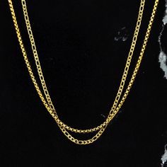 Teaching Men's Fashion – RoseGold & Black Chain Stack, Teaching Mens Fashion, Figaro Chain Necklace, Box Chain Necklace, Figaro Chains, Gold Box, Figaro Chain, 24kt Gold, Set Free