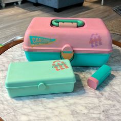 Not Separating. Vintage Caboodles 1980's. Larger Teal And Pink Caboodles Storage With Mirror, Removable Tray, Multi-Level In Very Good Used Condition. Caboodles Mint Green Model Make Up Travel Storage Case In Very Good Used Condition. Rare! Very Hard To Find Caboodles Lip Gloss Holder With Inside Mirror- Very Good Used Condition. See Pics For Condition And Sizes. Storage With Mirror, Caboodles Organization, The Whole Country Caboodle, Vintage Caboodles, Lip Gloss Holder, Makeup Caboodle, Antique Makeup Case, Caboodles Makeup Cases, Vintage Makeup Train Case