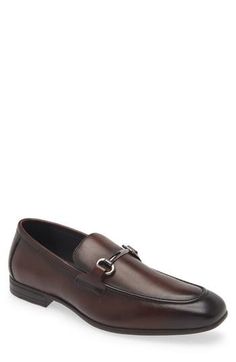 Polished bit hardware tops the smooth leather upper of this handsome loafer that will pull together those more formal looks. Leather upper/synthetic lining/rubber sole Imported Bit Loafers, Formal Looks, Loafer Shoes, Smooth Leather, Loafers Men, Rubber Sole, Leather Upper, Men's Shoes, Loafers