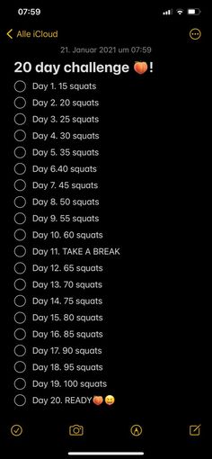 an iphone screenshot showing the daily workout schedule for each day, including 30 minutes