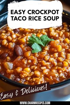 Easy Crockpot Taco Rice Soup made with ground beef, rice, beans, and taco spices. This simple recipe is perfect for comforting meals and family gatherings. Taco Rice, Taco Spice, Crock Pot Tacos, Instant Rice, Soup Kitchen, Taco Night, Rice Soup, Creamy Soup, Ultimate Comfort Food