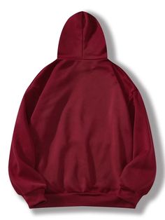 SHEIN EZwear Capucha unicolor con bolsillo de canguro con forro térmico | SHEIN USA Women Slogan, Maroon Hoodie, Plain Sweatshirt, Lined Hoodie, Baymax, Women Hoodies Sweatshirts, Oversize Hoodie, Long Sleeve Hoodie, Unisex Sweatshirt