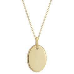 Finish off any ensemble with this beautiful LUMINOR GOLD 14k Gold Oval Twist Border Pendant Necklace. Click on this JEWELRY & WATCHES GUIDE to learn about fit, styles, materials and more! Finish off any ensemble with this beautiful LUMINOR GOLD 14k Gold Oval Twist Border Pendant Necklace. Click on this JEWELRY & WATCHES GUIDE to learn about fit, styles, materials and more! FEATURES Pendant dimensions: 0.4" x 0.55" Chain length: 16 in. + 1-in. extender Chain type: cable Clasp: spring-ring Nickel Gold Engraved Oval Cabochon Necklace, Engraved Oval Yellow Gold Necklace, Gold Hallmarked Oval Cabochon Necklaces, Classic Gold Necklace With Oval Pendant, Gold Oval Necklaces In Fine Jewelry Style, Gold Oval Fine Jewelry Necklace, Gold Oval Necklace Fine Jewelry, Gold Oval Necklace In Fine Jewelry Style, Formal Gold Oval Pendant Necklace