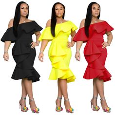 Ruffle Collar Irregular Bodycon Party Dress Bodycon Party Dress, Ruffle Bodycon, Ceremony Dresses, Tube Top Dress, Off Shoulder Fashion, Irregular Hem, Bodycon Dress Parties, Ruffle Collar, Hem Dress