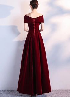 Elegant Wine Red Long Off Shoulder Velvet Party Dress, A-Line Long Pro – classygown Prom Dresses Lace Sleeves, Long Black Evening Dress, Velvet Evening Dress, Elegant Wine, Velvet Party Dress, Velvet Prom Dress, Color Rush, Satin Evening Dresses, Sweetheart Prom Dress