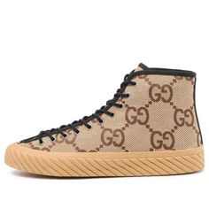 Gucci Maxi GG High Top 'Beige Ebony' 703034-UKOH0-2590 Gucci High Top, The Blocks, High Top, Top Sneakers, High Top Sneakers, High Tops, Athletic Shoes, Men's Shoes, Mens Accessories