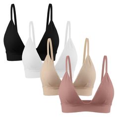 PRICES MAY VARY. Fabric: Made of high-quality nylon and spandex of great softness and elasticity, breathable and skin-friendly to wear. Stylish Design: Knit ribbed triangle bralette with deep V neck, easy to match different clothes Easy Fit: Removable pads and adjustable straps design makes this bra easy to fit Size: Multiple sizes for you to choose, please check the size chart carefully before your purchase to ensure that you take the most appropriate size. Wash Care: We recommend hand washing Seamless Triangle Top Bra In Solid Color, Seamless Solid Triangle Top Bra, Seamless Solid Color Triangle Top Bra, Solid Color Seamless Triangle Top Bra, Solid Stretch Bra With Soft Touch, Low-cut Stretch Sports Bra With Soft Touch, Solid Color Stretch Bra With Soft Touch, Seamless Triangle Top Sports Bra In Solid Color, Low-cut Stretch Sports Bra