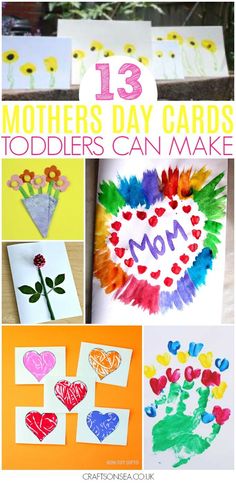 mother's day crafts for toddlers to make with paper flowers and hearts on them