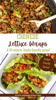 chinese lettuce wraps with meat and vegetables