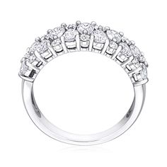 Ross-Simons - 1.98 ct. t. w. Diamond Ring in 14kt White Gold. Size 9. On this luxurious ring, a pretty mix of 1.98 ct. t. w. pear-shaped and round brilliant-cut diamonds scintillate across the band. Something so stunning deserves a chance to shine with your most formal ensembles! Crafted in polished 14kt white gold. 1/4" wide. Diamond ring. Diamond birthstones are the perfect gift for April birthdays. Formal White Gold Diamond Ring With Pave Setting, Classic Platinum Cluster Ring, Classic Platinum Cluster Halo Ring, Classic Platinum Cluster Ring With Baguette Cut, Classic Cluster Diamond Ring In Platinum, Elegant 14k White Gold Round Band Jewelry, Classic Platinum Cluster Diamond Ring, Dazzling Platinum Ring With Brilliant Cut, Dazzling Brilliant Cut Platinum Rings