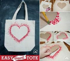 the instructions to make a heart - shaped bag for valentine's day are shown