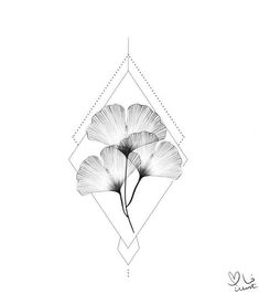 three flowers are shown in the shape of a diamond