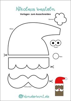 an image of a paper cut out of a santa hat with eyes and mustaches