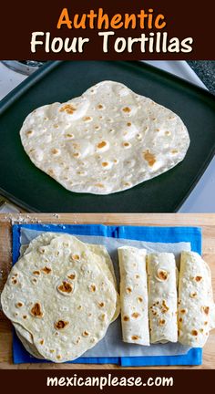 homemade flour tortillas are ready to be cooked in the oven and put on a baking sheet