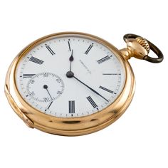 Beautiful Antique Tiffany & Co. Pocket Watch w/ White Dial Including Blue Hands & Dedicated Second Dial 18k Gold Case Black Roman Numerals Case Serial # 122508 Tiffany & Co. Movement Serial # 122508 Total Mass = 72.6 grams Size 8 A couple of minor cracks on dial. Crystal is intact w/ some residue. Mechanism Appears to be Working. Time-Keeping Accuracy is Untested. Buy As-Is. No Guarantees. Antique Tiffany, Vintage Pocket Watch, Open Face, Grandfather Clock, Tiffany And Co