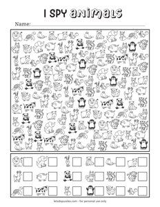 an animal themed printable worksheet for kids