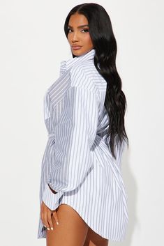 Available In Grey/combo. Mini Shirt Dress Collar neckline Long Sleeves Button up Tie waist Curved Hem Non-stretch Length = 33" Disclaimer: Stripe Placement Wil Vary 55% Cotton 45% Polyester Imported | Corporate Baddie Mini Shirt Dress in Grey size XS by Fashion Nova Striped Long Sleeve Mini Dress For Daywear, Striped Fitted V-neck Shirt Dress, Striped V-neck Shirt Dress For Daywear, Fitted Striped Long Sleeve Shirt Dress, Fitted Striped V-neck Shirt Dress, Striped V-neck Fitted Shirt Dress, Fitted Long Sleeve Belted Top, Fitted Striped Shirt Dress For Daywear, Fitted Striped Shirt Dress For Day Out