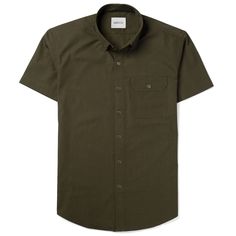 Batch Men's Builder Short Sleeve Casual Shirt Olive Green Cotton End-on-end Image Dark Olive Green Outfit, Olive Green Outfit, Deep Autumn, Dark Olive Green, Mens Short Sleeve Shirt, Green Outfit, Look Casual, Casual Shirt, Green Cotton