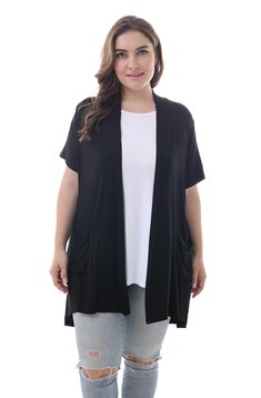 PRICES MAY VARY. These short sleeve front open cardigan are super soft, comfy, breathable and lightweight, the skin friendly softness fabric with silky touch that you will love.Four way stretch fabric suit for most women plus size shape. TRUE TO SIZE, for women plus size 1X-5X(1X=16; 2X=18-20; 3X=22-24; 4X=26-28; 5X=30-32), Our model size for refer, Wearing 1X, hight 5'7" and weight 185lb, waist 34.65". Basic and stylish outfit, plus size drpaed open cardigan, Loose casual short sleeve cardigans Solid Color Short Sleeve Summer Outerwear, Versatile Open Front Solid Top, Lightweight Casual Open Front Cardigan, Short Sleeve Cardigan For Fall, Solid Short Sleeve Cardigan For Fall, Fall Stretch Short Sleeve Cardigan, Casual Relaxed Fit Short Sleeve Cardigan, Casual Stretch Short Sleeve Cardigan, Summer Short Sleeve Stretch Cardigan