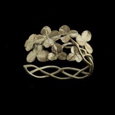 Four Leaf Clover Bracelet, Nut Bracelet, Precious Metal Clay Jewelry, Michael Michaud, Clover Jewelry, Handcrafted Silver Jewelry, Silver Clay, Clover Bracelet, Metalwork Jewelry