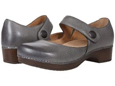 Dansko Beatrice - Women's Shoes : Pewter Metallic Distressed : With a leather-lined dual-density EVA footbed and memory foam cushioning, the Dansko Beatrice mary jane offers quality comfort and a casual style. Nubuck leather upper is treated with 3M Scotchgard for durability and stain-resistance. Round closed-toe silhouette. Low platform and block heel. Imported. Measurements: Heel Height: 1 1 2 in Weight: 12 oz Product measurements were taken using size 38 (US Women's 7.5-8), width Regular. Ple Casual Leather Footbed Mary Janes, Casual Slip-on Mary Janes With Leather Footbed, Casual Leather Mary Janes Slip-on, Leather Walking Shoes With Arch Support, Closed Toe, Casual Leather Mary Janes With Rubber Sole, Leather Mary Janes With Cushioned Footbed, Casual Mary Janes With Removable Insole And Closed Toe, Casual Mary Janes With Removable Insole, Casual Leather Mary Janes With Removable Insole