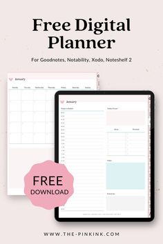 the free digital planner is displayed on a tablet