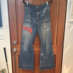 Incredible One Of A Kind, Vintage High-Rise Flare Bell Bottom Seafarer Jeans. Amazing Custom Details. Worn Vintage Condition. 30w X 31 Inseam Bottom Jeans, Bell Bottom, Jeans Color, Colored Jeans, Bell Bottom Jeans, Boot Cut, Pant Jumpsuit, High Waist, High Rise