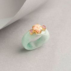 ❤️ This Etsy's [ NASCHENKASouthKorea ] and [ www.naschenka.com ] are the only and exclusive NASCHENKA sales channel. No other channels. Everybody loves this ring. Furthermore it is natural jade (not A) Authentic coral , tourmaline coral color is not perfect. It is natural. Silver (gold plating) They are all unique and cannot be the same because they are natural stones. But all gemstones are made of the same grade. Size Guide * The approximate size and weight are provided in the photos. * For rin Adjustable Emerald Ring, Adjustable Elegant Jade Rings, Stackable Emerald Ring With Round Band, Elegant Round Band Jade Jewelry, Elegant Jade Ring With Round Band, Elegant Jade Open Ring, Fine Jewelry Opal Ring With Round Band, Korea Hanbok, Korean Accessories