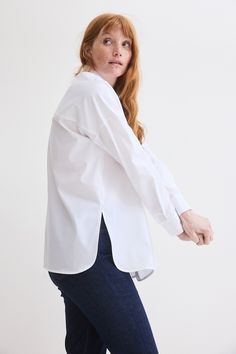 A perfectly oversized tunic style top, now in a new ﻿non-iron﻿ fabric. Wear over your favorite leggings or fitted pants for a chic, effortless style. See how to style it here. Modern Oversized Blouse For Daywear, Oversized Effortless Shirt With Shirttail Hem, Effortless Everyday Blouse With Shirttail Hem, Relaxed Fit Tops With Curved Hem For Daywear, Classic Oversized Blouse For Everyday, Oversized Versatile Blouse With Shirttail Hem, Oversized Shirttail Hem Shirt For Layering, Oversized Shirt With Shirttail Hem For Layering, Oversized Tunic For Layering