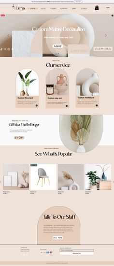 the website design for an interior decor store