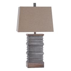 Artfully crafted and oh so stylish, the StyleCraft Casual Stacked Plate Design Table Lamp adds a new dynamic to any interior space. This modern, plug-in table lamp is designed with a unique distressed wood/paint finish that makes it ideal for a variety of design schemes. This energy-efficient table lamp boasts a three-way switch and looks great in a living room, reading nook or bedroom setting. StyleCraft Home Collection Roman Slate Grey, Brown 3-way Table Lamp with Fabric Shade | KHL331363DS Living Room Reading Nook, Room Reading Nook, Brown Table Lamp, Country Farmhouse Table, Brown Lamps, Farmhouse Table Lamps, Elegant Table Lamp, Gray Table, Rustic Table Lamps