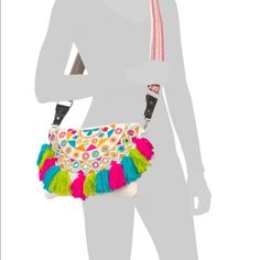 This Is The Perfect Bag For Any Spring Or Summer Fashionista Look. The Bag Has A Detachable Crossbody Strap, Embroidered Accents, Tassel Accents. Measurements: 13in W X 10in H Zip Closure, 49in Strap, Fully Extended With 1 Interior Pocket. New With Tag Send Me Your Offer Trendy Festival Crossbody Bags, Multicolor Spring Bags, Summer Multicolor Hobo Bag With Removable Pouch, Summer Multicolor Crossbody Hobo Bag, Multicolor Pouch Hobo Bag For Summer, Summer Multicolor Pouch Hobo Bag, Multicolor Vacation Shoulder Bag With Detachable Strap, White Crossbody Shoulder Bag For Festival, Vacation Tassel Clutch Bags