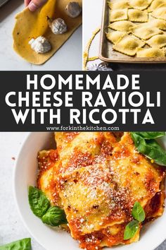 homemade cheesy ravioli with ricotta in a bowl