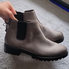 Size 6.5 Nwt No Box Sorel Boots Womens, Sorel Womens, Sorel Shoes, Lug Sole, Winter Rain, Rain Boots, Black Gray, Chelsea, Womens Boots