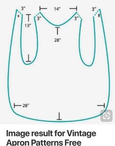 an apron pattern with measurements for the front and back straps, as shown in this image