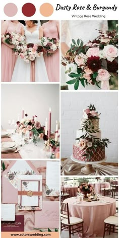 wedding color palettes for dusty rose and burgundy