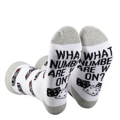 PRICES MAY VARY. 【CRAFTSMANSHIP】 The images and text are sewn on the socks, which are not easy to fade and not easy to break, and have a strong three-dimensional effect. Machine washable. 【SIZE & PACKAGE】: Unisex socks fit men with shoe sizes 6-13 and women with shoe sizes 7 and up. Socks are packaged in a ziplock bag. 【MATERIAL】Made of 80% combed cotton, 17% polyester, 3% elastane, ensuring the socks are soft, comfortable, stretchy and breathable. Do not fade. 【APPLICABLE OCCASIONS】Suitable for Bunco Gift Ideas, Bunco Gifts, Bunco Party, Sock Gift, Dice Gifts, Heated Socks, Walk To School, Ziplock Bag, Ziplock Bags