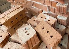 bricks are stacked on top of each other