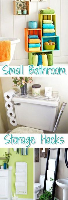 small bathroom storage hacks that are easy to do with the toilet, sink and bathtub