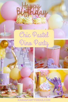 a birthday party with pink and yellow decorations