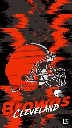 the cleveland browns football helmet on an orange and black background