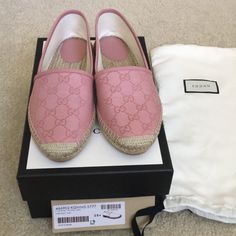 Brand New Never Worn, For All Details Please Refer To The Pictures. Size 39.5 ( Reference: I Wear Us Size 8.5 To 9 For Most Shoes) Authentic Gucci Gg Logo Pink Canvas Espadrilles Comes With The Two Dust Bag ( One For Each Shoe), The Original Box, No Receipt Tie Up Espadrilles, Gucci Espadrilles, Red Espadrilles, Pink Espadrilles, Gold Espadrilles, Logo Pink, Shoes Gucci, Gucci Sneakers, Pink Monogram