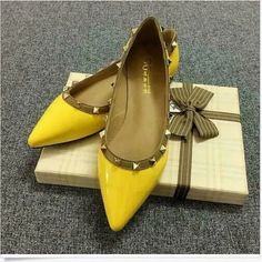 Ladies Roman Rivet Studded Pointed Toe Flat Heel Pump Court Party Shoes Loafers# | eBay Trendy Pointed Toe Flats For Party, Trendy Pointed Toe Party Flats, Yellow Flats With Flat Heel For Fall, Yellow Pointed Toe Flats For Summer, Party Pointed Almond Toe Flats For Fall, Fall Party Pointed Almond Toe Flats, Trendy Party Flats With Round Toe, Fall Party Slip-on Pointed Toe Flats, Shoes Loafers