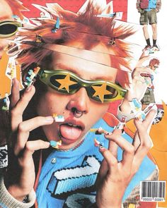 a magazine cover with an image of a boy wearing sunglasses and holding his hands up to his face