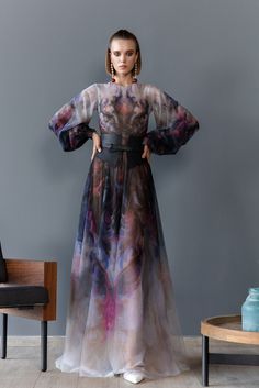 Long sleeves printed dress – HerTrove Satin Mermaid Dress, Summer Fashion Dresses Casual, Lookbook Ideas, Saiid Kobeisy, Sweet Dresses, Embellished Gown, Tulle Ball Gown, Silk Art, Summer Fashion Dresses