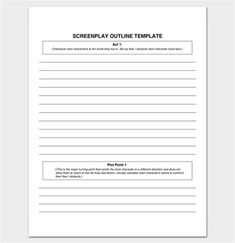 the screenplay outline template for an upcoming movie or tv show is shown in black and white