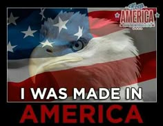 an american flag with the words i was made in america written on it and an eagle's head