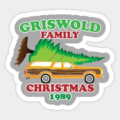 a sticker that says griswold family christmas 1989 with a car and tree