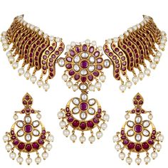 PRICES MAY VARY. Occasion: Take your style up a notch with this handcrafted piece of jewellery; Enamelled and embellished with rhinestone, crystal, faux pearl, it is perfect for a traditional yet contemporary look Outfits: Ideal for any ethnic outfits like sarees, lehengas, gowns, bridal wear or for parties, festivals, dance or any special occasion or as fashion costume accessories Perfect Gift for your Loved Ones: Love for jewels never fades away. Jewelry is one of the most spectacular & popula Festive Jewelry Sets For Reception, Chandbali Jewelry Sets For Celebration, Matching Earrings Jewelry For Receptions And Festivals, Temple Jewelry Style Chandbali Bridal Necklace For Parties, Traditional Jewelry Sets For Reception With Matching Earrings, Jeweled Chandbali Wedding Jewelry, Temple Jewelry Bridal Earrings For Party, Festive Jewelry Sets With Matching Earrings For Reception, Festive Intricate Design Jewelry For Party