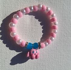 ༺♡༻ Cute Kirby bracelet with handmade charm made of polymer clay! You also get cute sticker freebies!  If you need a custom size please put it in the personalization box ♡ *Note These charms are handmade by me, please note there might be little flaws. Please handle it with care. Thank you so much︶ﾉ ༺♡༻ Kirby Bracelet, Kirby Clay Tray, Polymer Clay Kirby, Kirby Accessories, Kirby Phone Charm, Sticker Freebies, Cute Kirby, Handmade Charms, Tucson Az